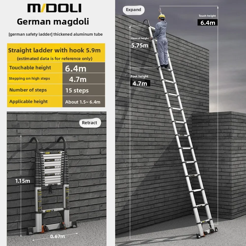 Straight Ladder Herringbone Ladder Telescopic Ladder Bamboo Ladder Folding Ladder Multifunctional Lifting Household Ladder