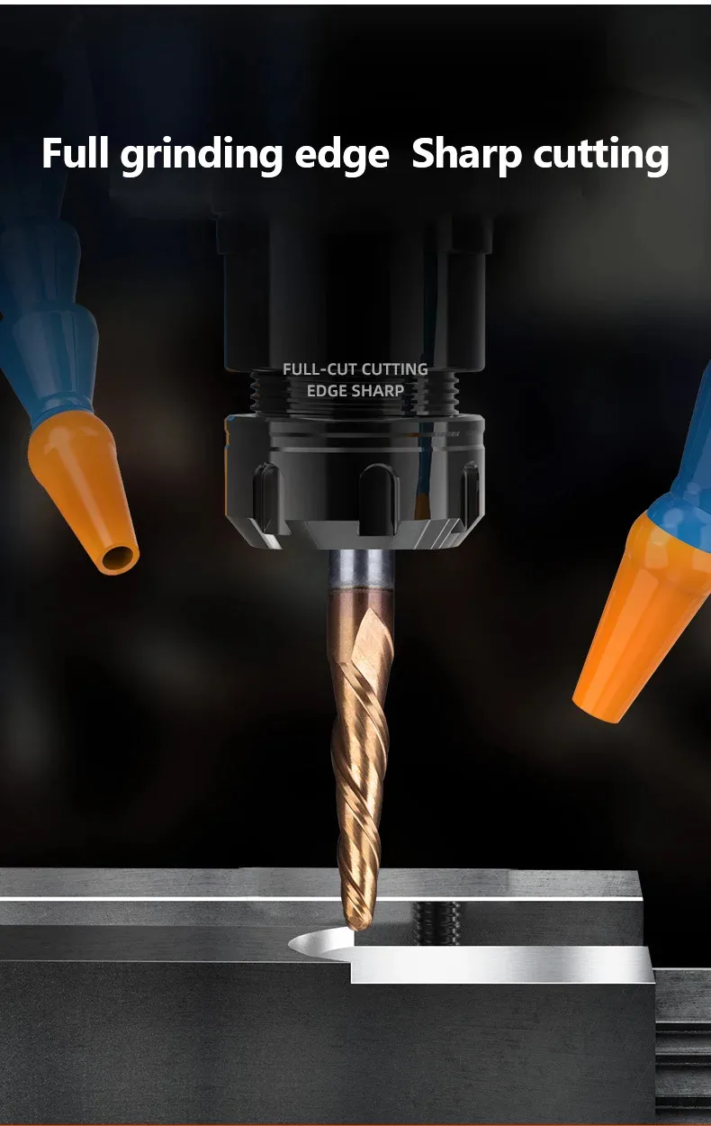 Fraise Carbure 2 Flûtes – Boule Conique Avec Nez Arrondi – Queue 6,35 Mm – Pour Usinage CNC Haute Vitesse