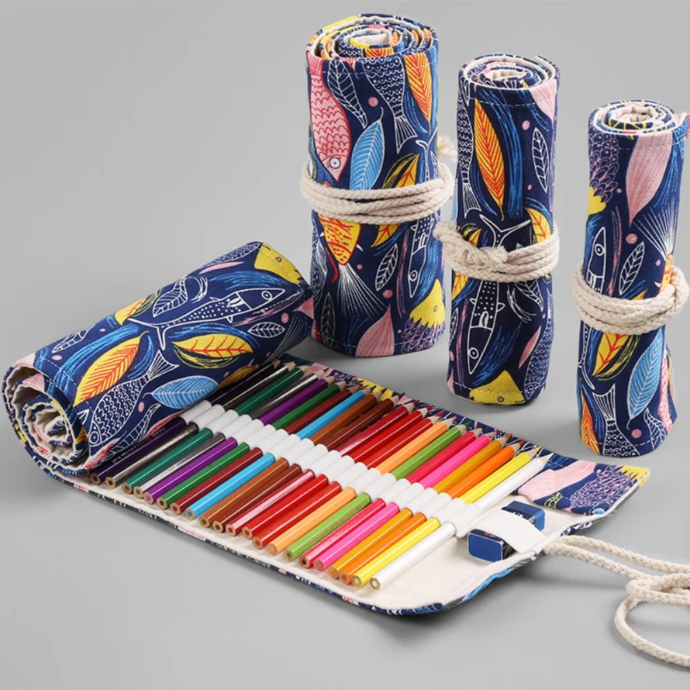 Trousse à crayons en toile pour étudiant, sac de rangement coloré, poudres de gril, fournitures scolaires, papeterie, 12 trous, 24 trous, 36 trous, 48/72 trous