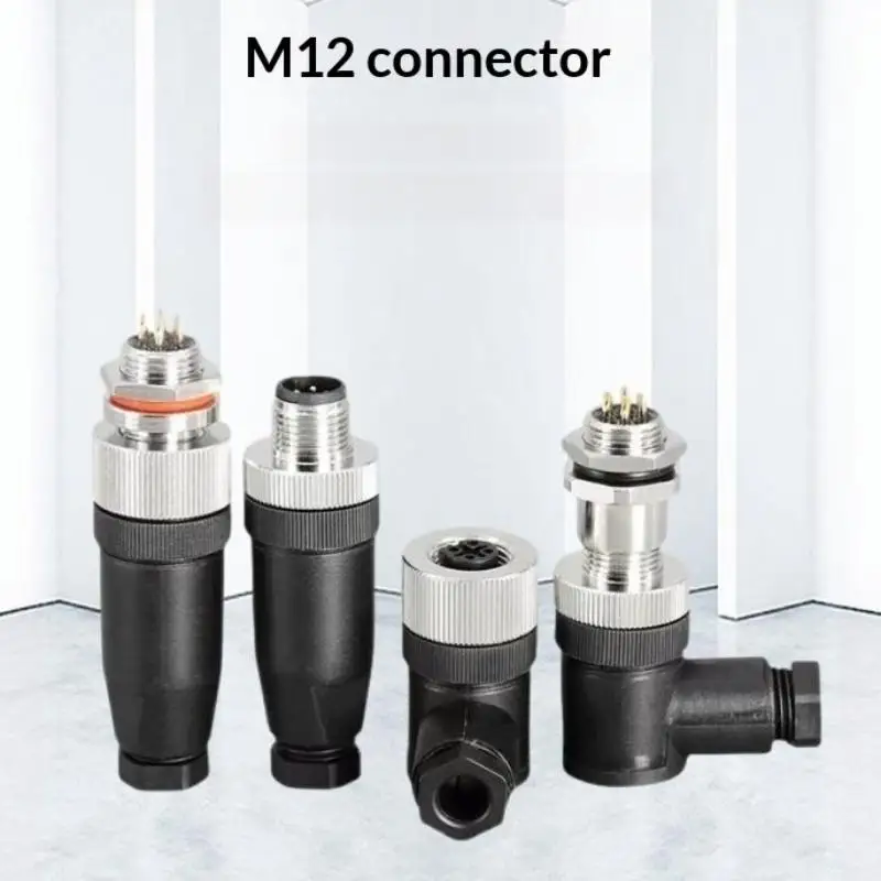 M12 Waterproof Aviation Plug Socket 5 Pin Male Curved Straight Solderless Power Connector PG7 For Charger Supply For Daily Use