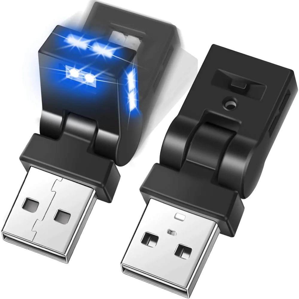 

2 шт. мини-USB светодиодный светильник автомобильное светодиодное внутреннее освещение 5 В RGB портативное окружающее освещение регулируемое 8 цветов и яркости умный USB