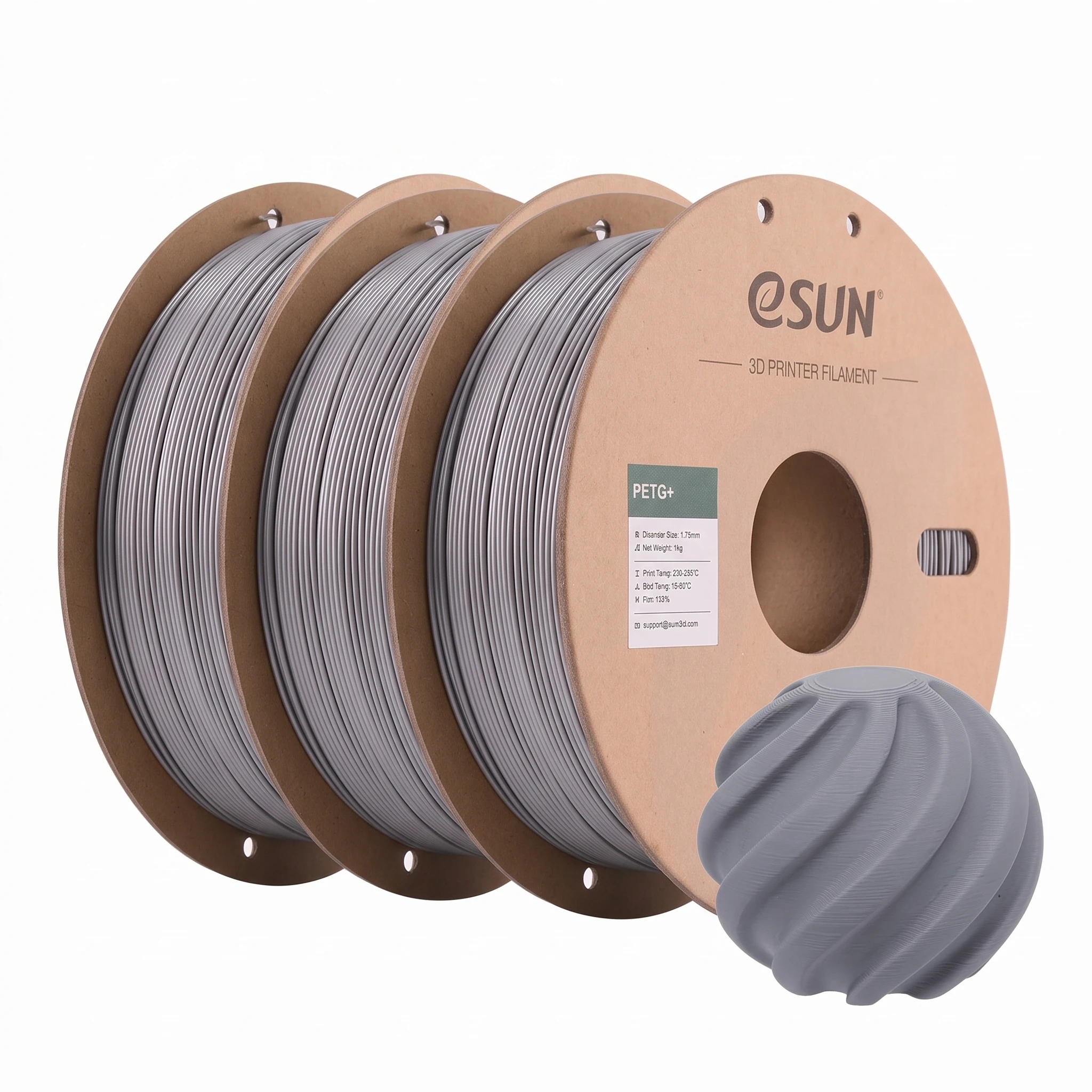 ESUN 3KG Upgrade PETG 3D-filament, 1,75 mm, 1 kg (2,2 lbs), hoogwaardig PETG-materiaal, geschikt voor FDM-printers.