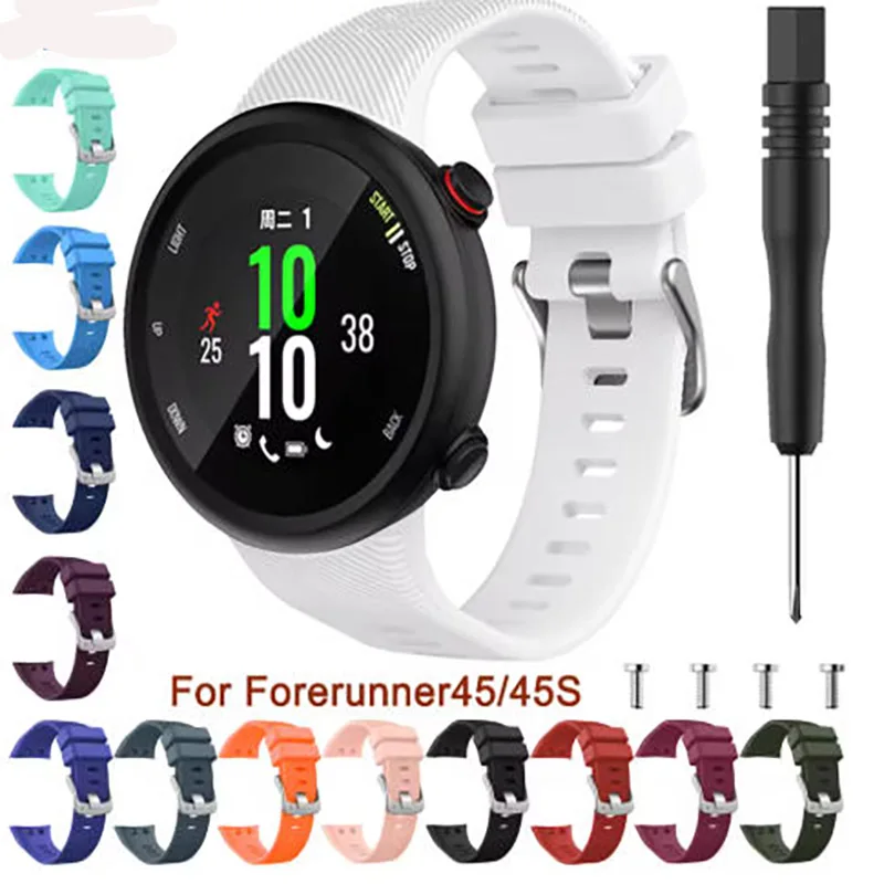 

18MM 20MM Soft Silicone Sport Straps For Forerunner 45S 45 WatchBand Replacement Wriatband For Garmin Swim 2 Bracelet New