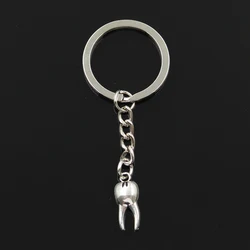 Fashion 30mm Key Ring Metal Key Chain Keychain Jewelry Antique Silver Color Plated Zombie Tooth Teeth Molar 20x8mm Pendant