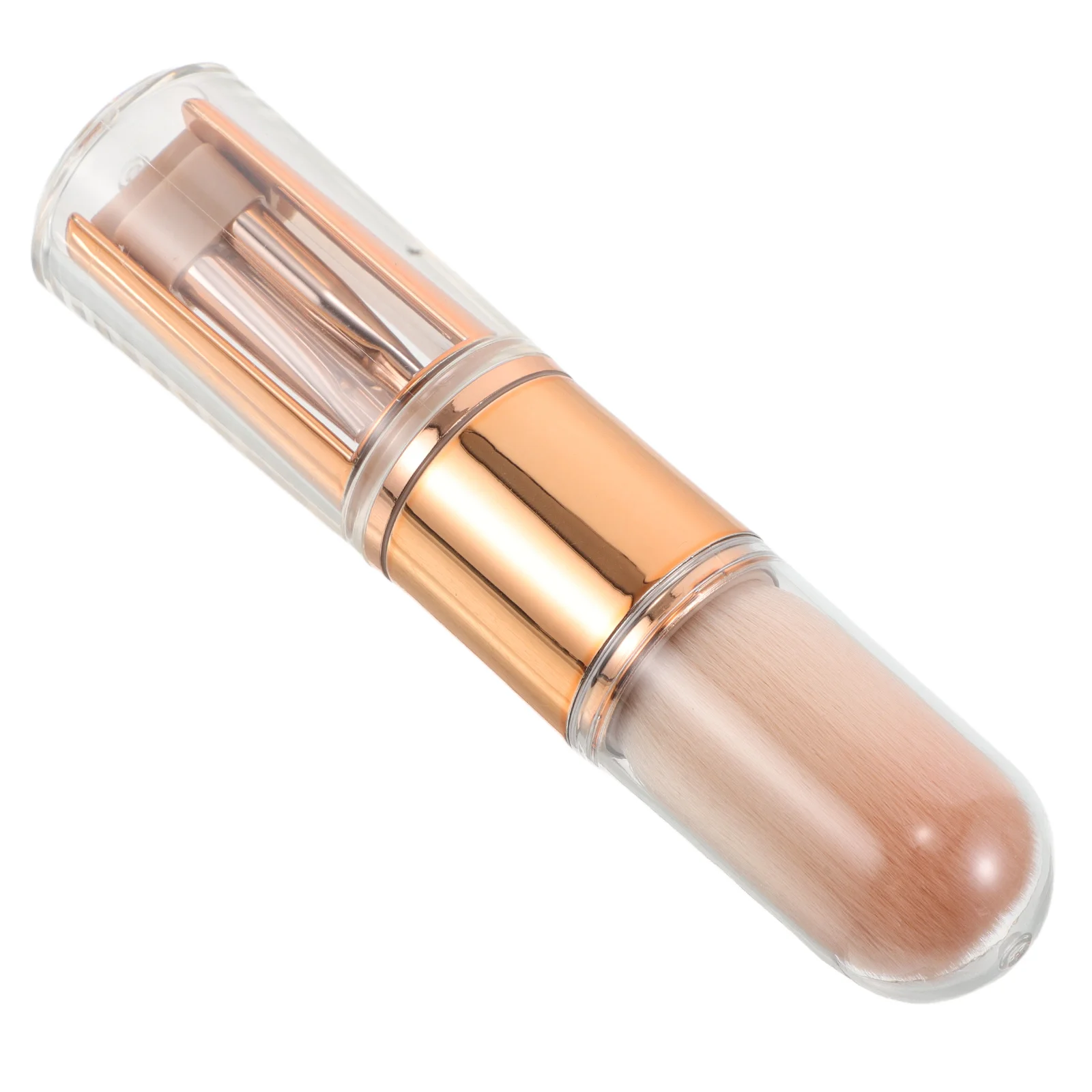 1 Set 5-In-1 Retractable Travel Makeup Brush Set Compact Portable Blush Eyeshadow Concealer Tool For Sensitive Gold