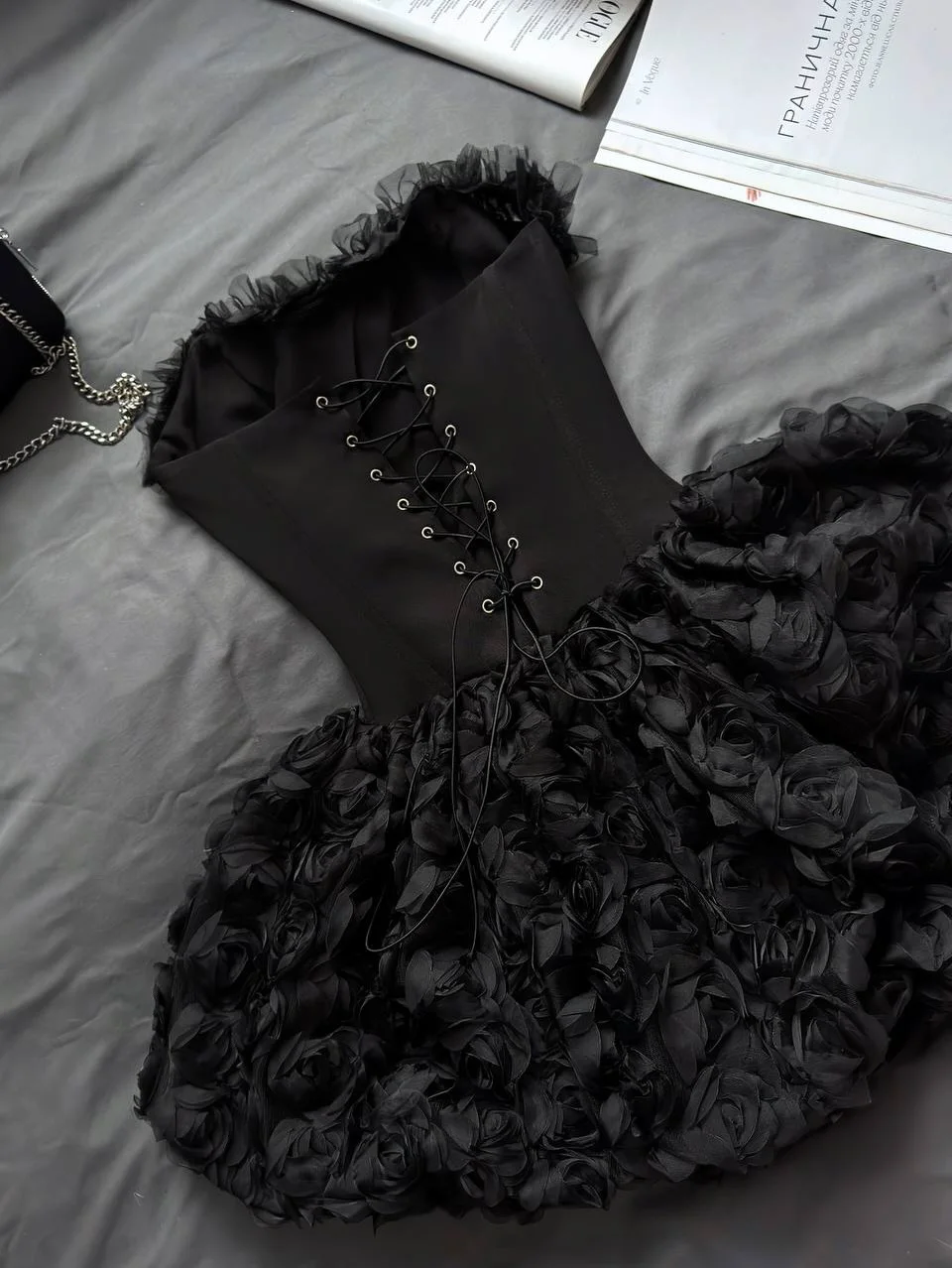 Vestido corto de encaje rosa romántico, corsé sin tirantes, minivestidos de boda, vestido de fiesta de graduación Floral negro, فساتmavera