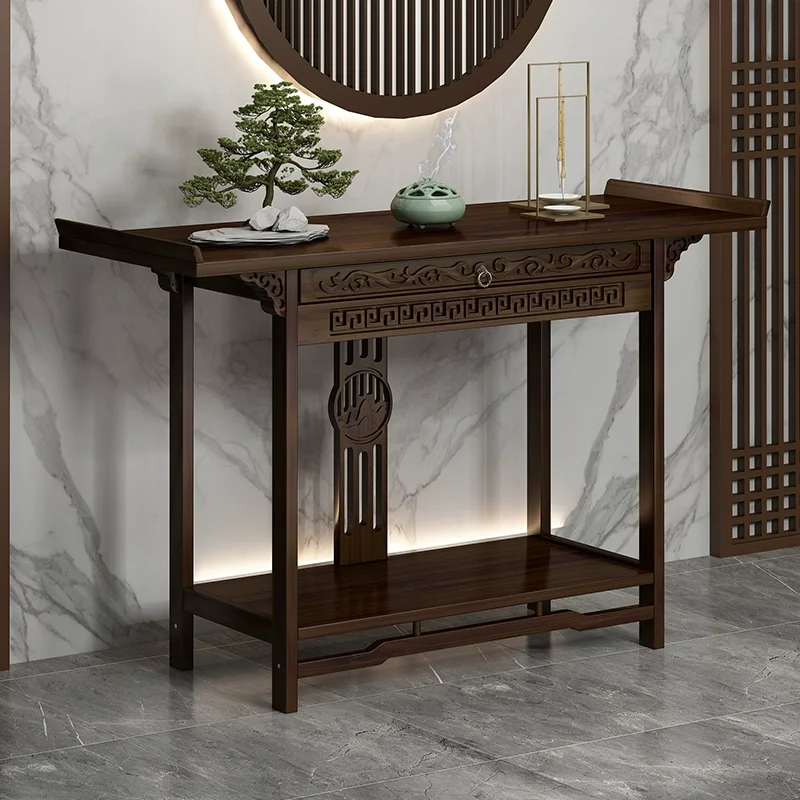 For table, zen entrance hall, light luxury entryway cabinet, living room, end viewing table, long narrow table, incense table