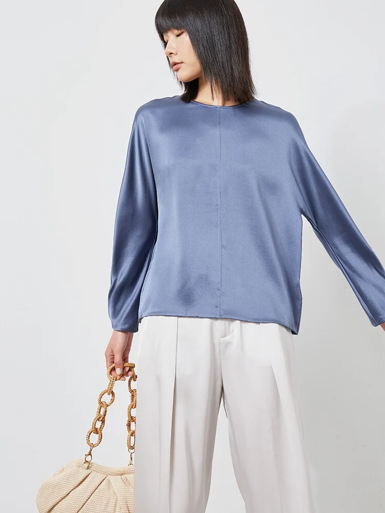 

Женский повседневный топ из 100% шелка (22 момме), сатин, с круглым вырезом, без рукавов, свободного кроя