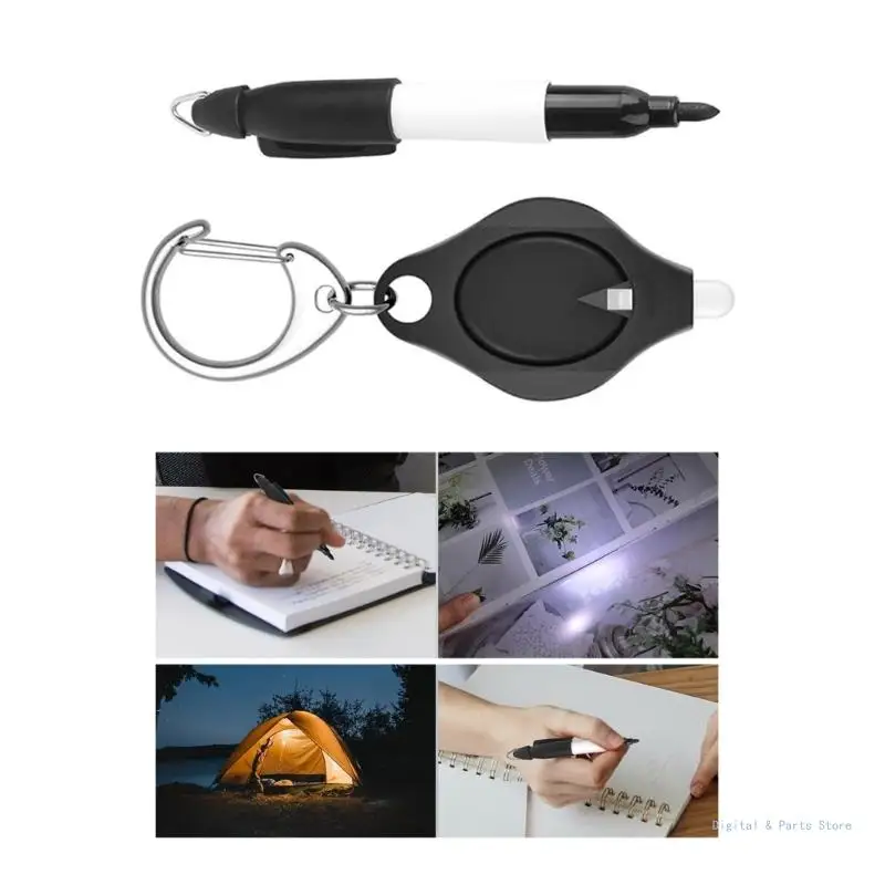 M17F 12PCS Mini LED Keychain Flashlight and Mini Permanent Marker Set for Camping