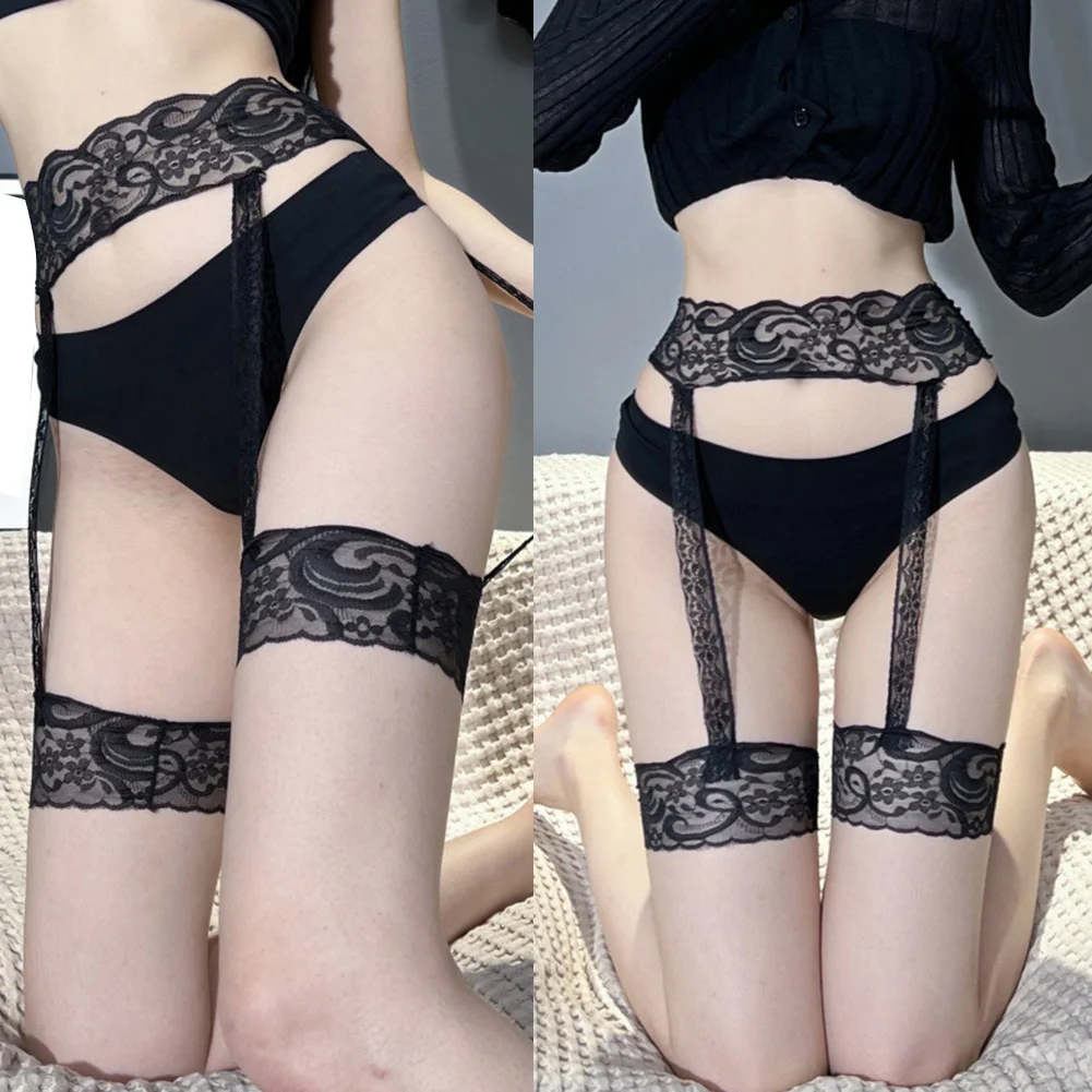 Anneau de jambe en dentelle pour femmes, lingerie sexy, jarretière à lacets, bas japonais, punk Jk