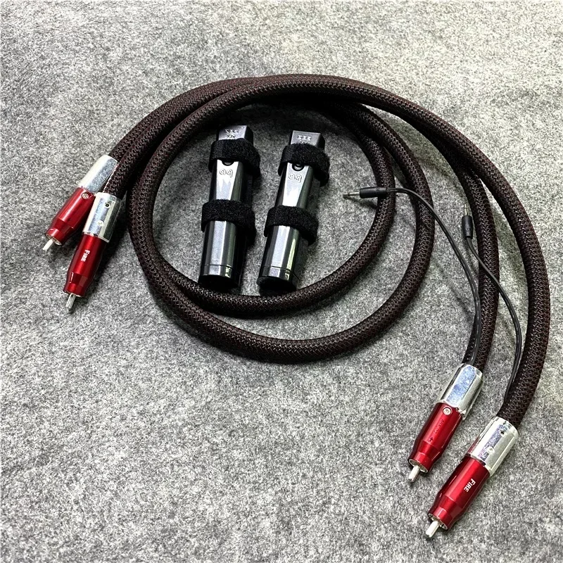 Audiophile FIRE Analog RCA Interconnect Cable HiFi Audio Signal Line with Silver Plated Red Copper Plug