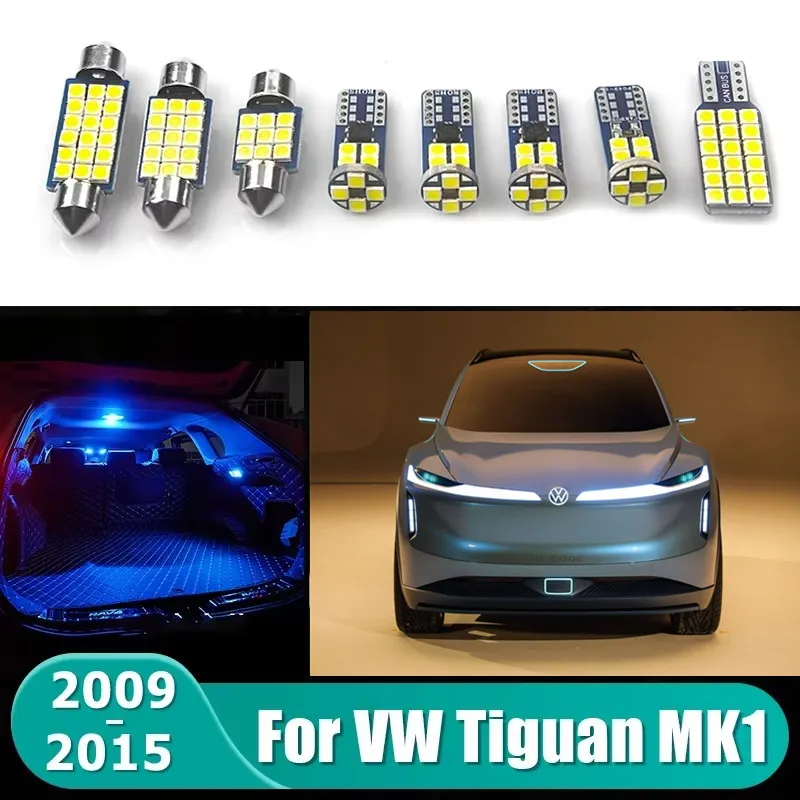 

For Volkswagen VW Tiguan MK1 5N 2009 2010 2011 2012 2013 2014 2015 8pcs Car LED Interior Reading Lamp Trunk Light Accessories