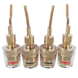 4Pcs/Set 2mm Pin to 4mm Banana Female OFC Pure Copper Gold Plated 24K Cable Plug For HiFI DIY Wire Connector Speaker Terminals