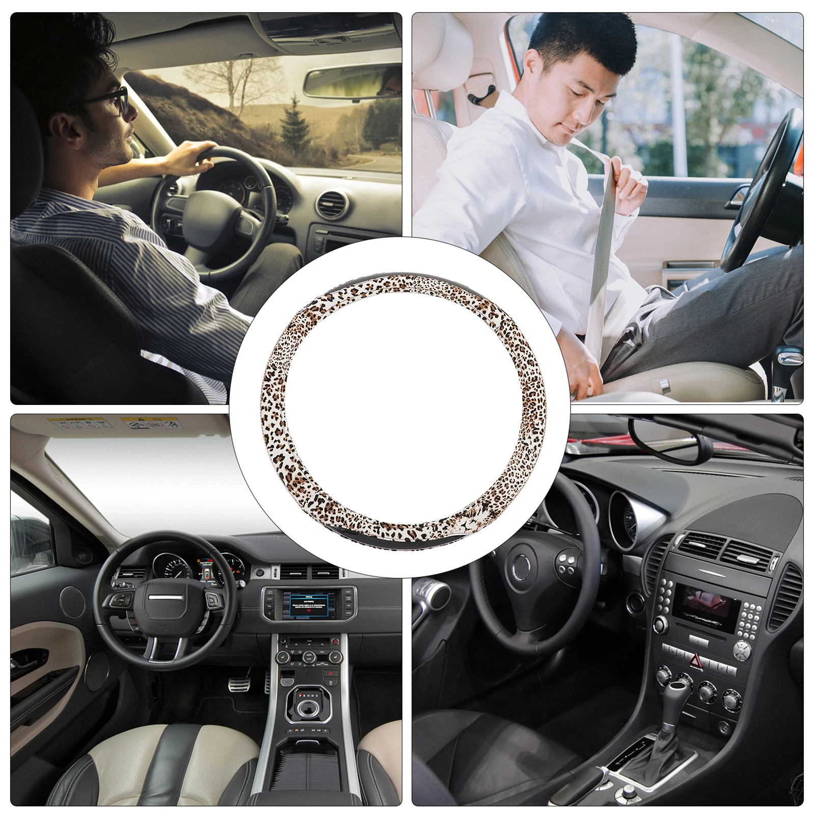

1Pcs Leopard Pattern Steering Wheel Cover Shiny Rhinestones Anti Slip Car Interior Protector Fashion Steering Wheel Accessory