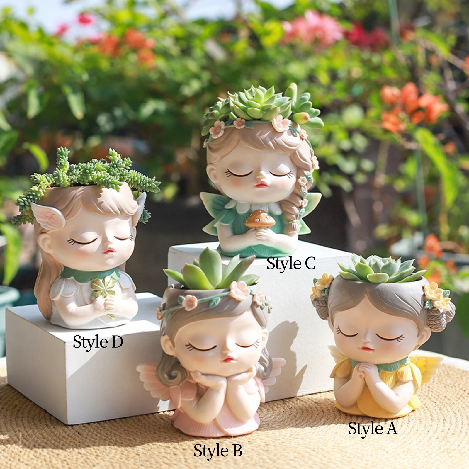 

Girl Head Planter Cute Sculpture with Drainage Hole Decorative Vase for Office Bedroom Bookshelf Tabletop Garden Home Decoration