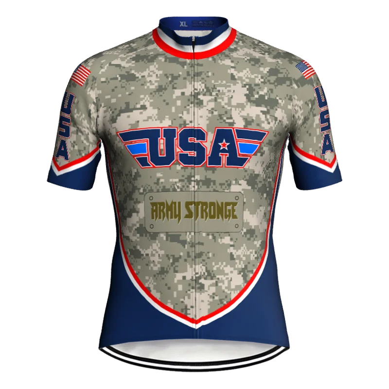 Cycling USA Jersey, Bike Jacket, Pro Team, Short Sleeve, Camo Shirts, Dry Breathable, Summer Bike Maillot, Road Cyclist Clothes