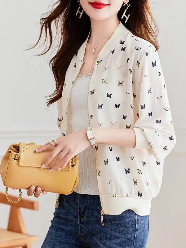 

Женский длинный шифоновый кардиган с защитой от солнца Jaet ort, повседневный бейсбольный кардиган, верхняя одежда для больших размеров, весна-лето