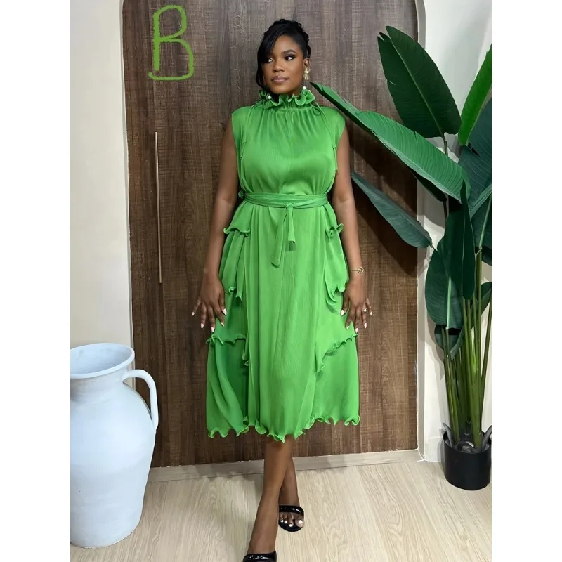 แอฟริกันพรหมไม่สม่ําเสมอชุดผู้หญิงจีบเสื้อผ้า 2025 แฟชั่นสบายๆหลวมชุดราตรีหญิงพลัสขนาดชุดElegant