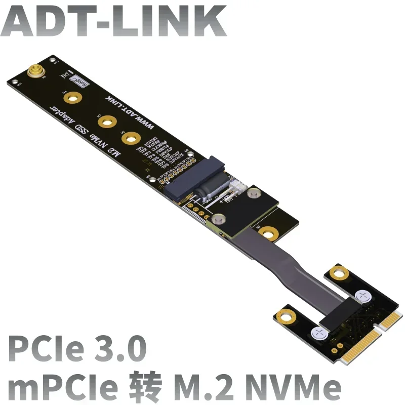 ADT-Link Mini-PCIe to M.2 Key M NVMe SSD Extension Cable M.2 NVME to mPCIe WAN Wifi Card Extender Adapter PCIe 3.0 x1 Full Speed