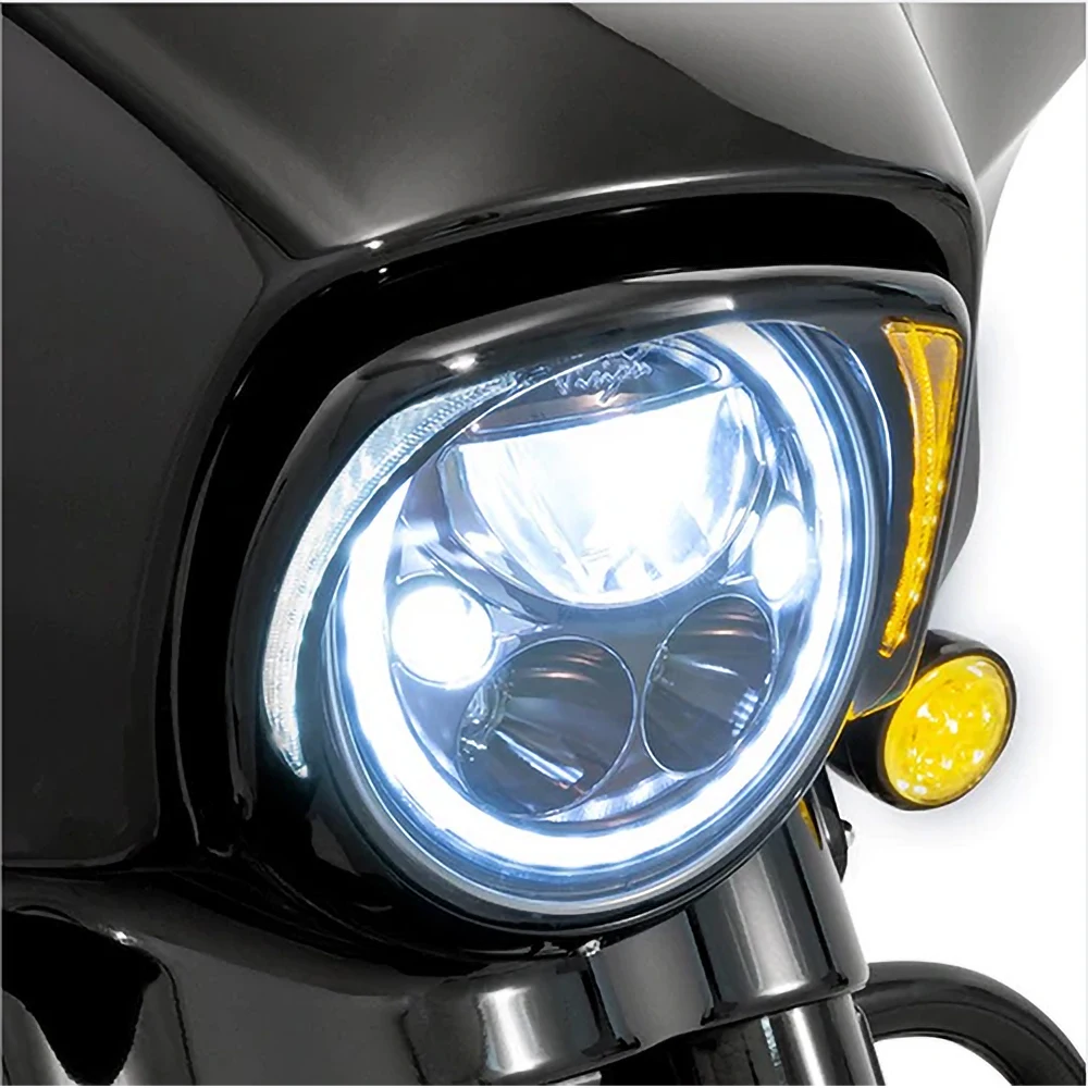 Motorcycle Turn Signal LED Headlights Bezel Visor Trim Ring For Touring Street Glide Road King Electra Tri Glide FLHR FLHX FLTXR