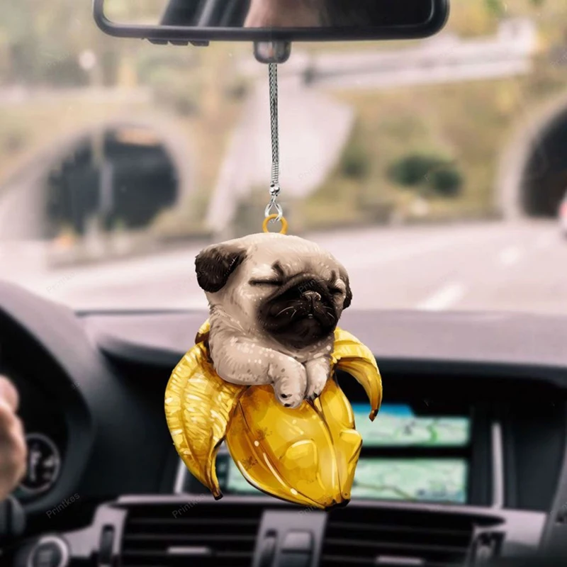 Car Pendant Mini Branch Cat Dog Hanging Charm Ornament Car Pendant Rearview Mirror Hanging Swing Decoration Keychain Ornaments