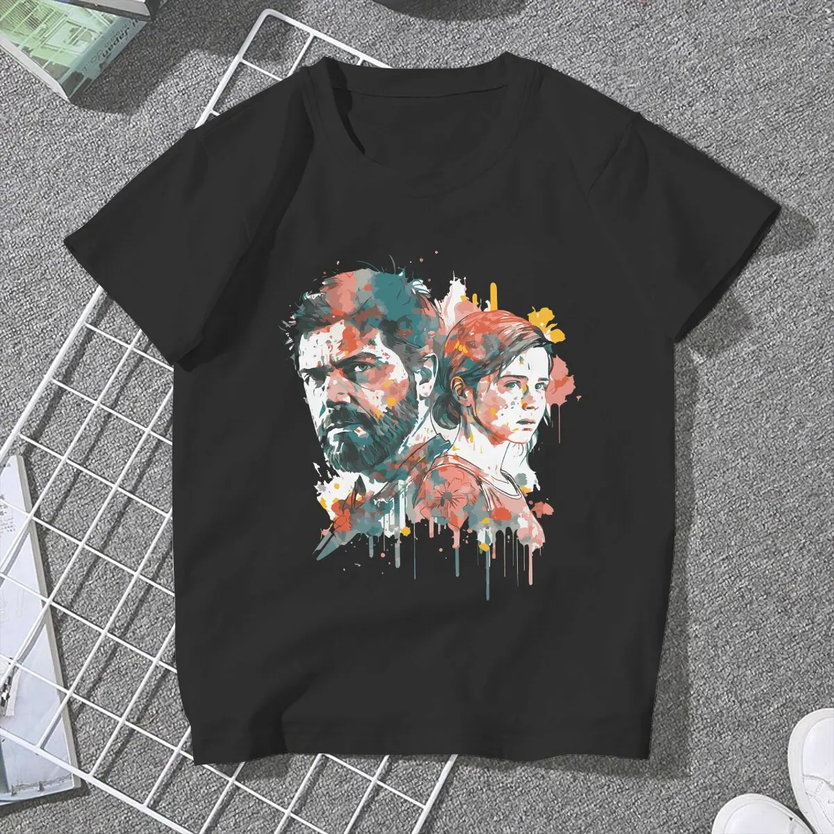 Game The Last Of Us Joel And Ellie Tshirt Graphic Women Tops Vintage Grunge Fibre Harajuku Polyester T Shirt