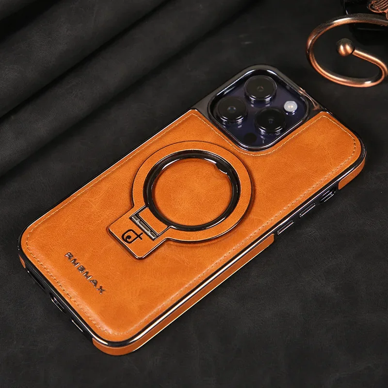 Magnetic Cases For Iphone 15 14 13 12 Pro Max With Bracket Phone Case Iphone 13 12 Men\'s High-End Business Leather Covers