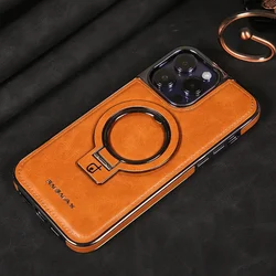 Magnetic Cases For Iphone 15 14 13 12 Pro Max With Bracket Phone Case Iphone 13 12 Men's High-End Business Leather Covers