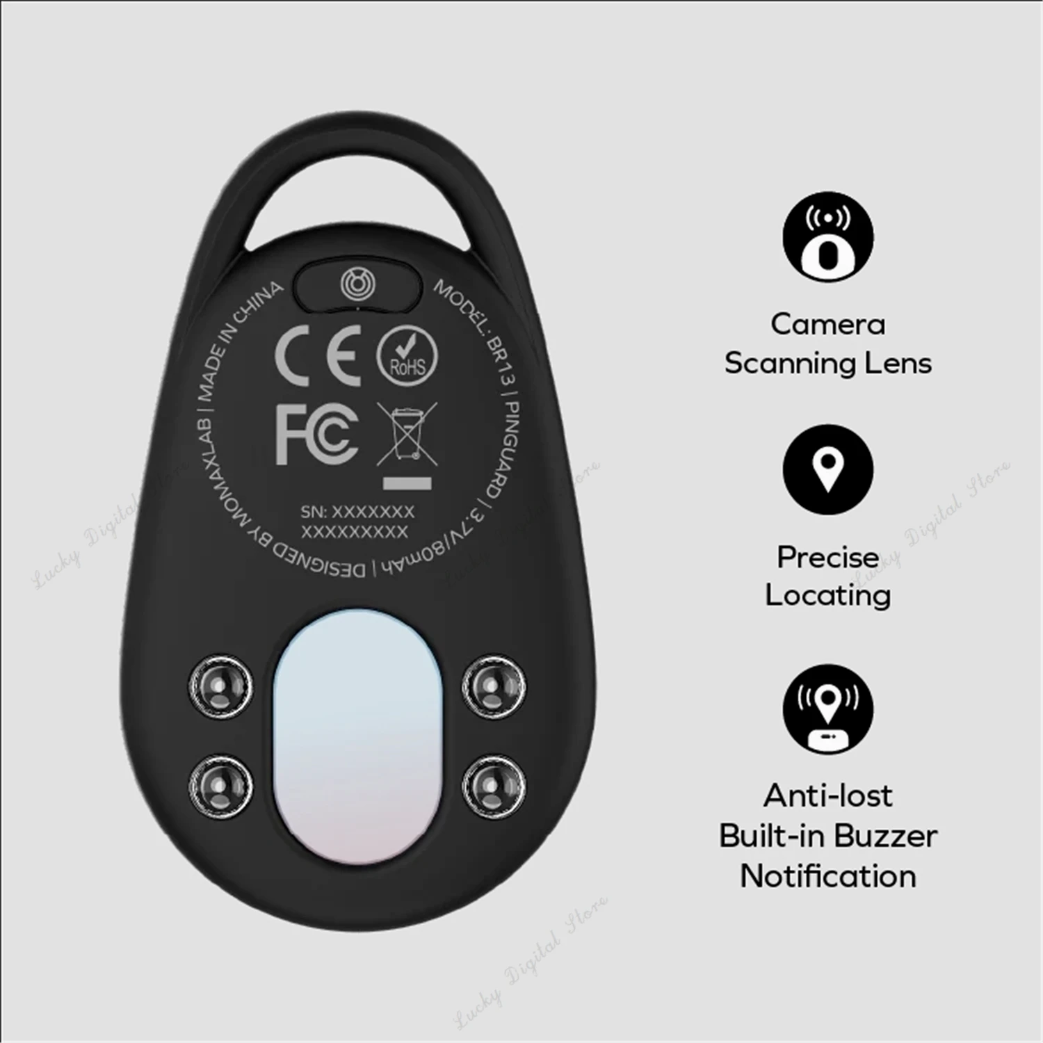 MOMAX Pinguard Find My Locator Tracker with Anti-Spy Camera Detector Apple Find My Find Hidden Camera  with Red Light Anti-Lost