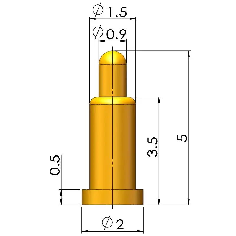 Spring Loaded Pogopin Battery Contact Needle SMD Pogo Pin Connector 2mm Dia PCB Test Probe 3/4/5/6/7/8/9/10/12/14mm 10Pcs