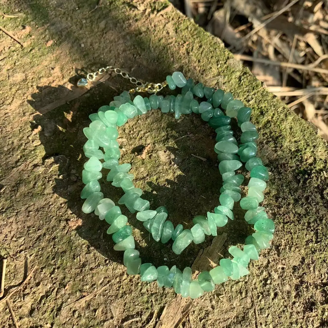 Natural Green Jade Choker Necklace Gemstone Women High Quality Jewelry Design Handmade Irregular Jewelry Wholesale