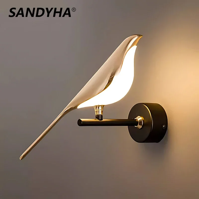 

Nordic Bird Sconce Dining Table Kitchen Hanging Led Lights Bathroom Bedroom Bedside Indoor Wall Lamps for Room Lighting Fixtures