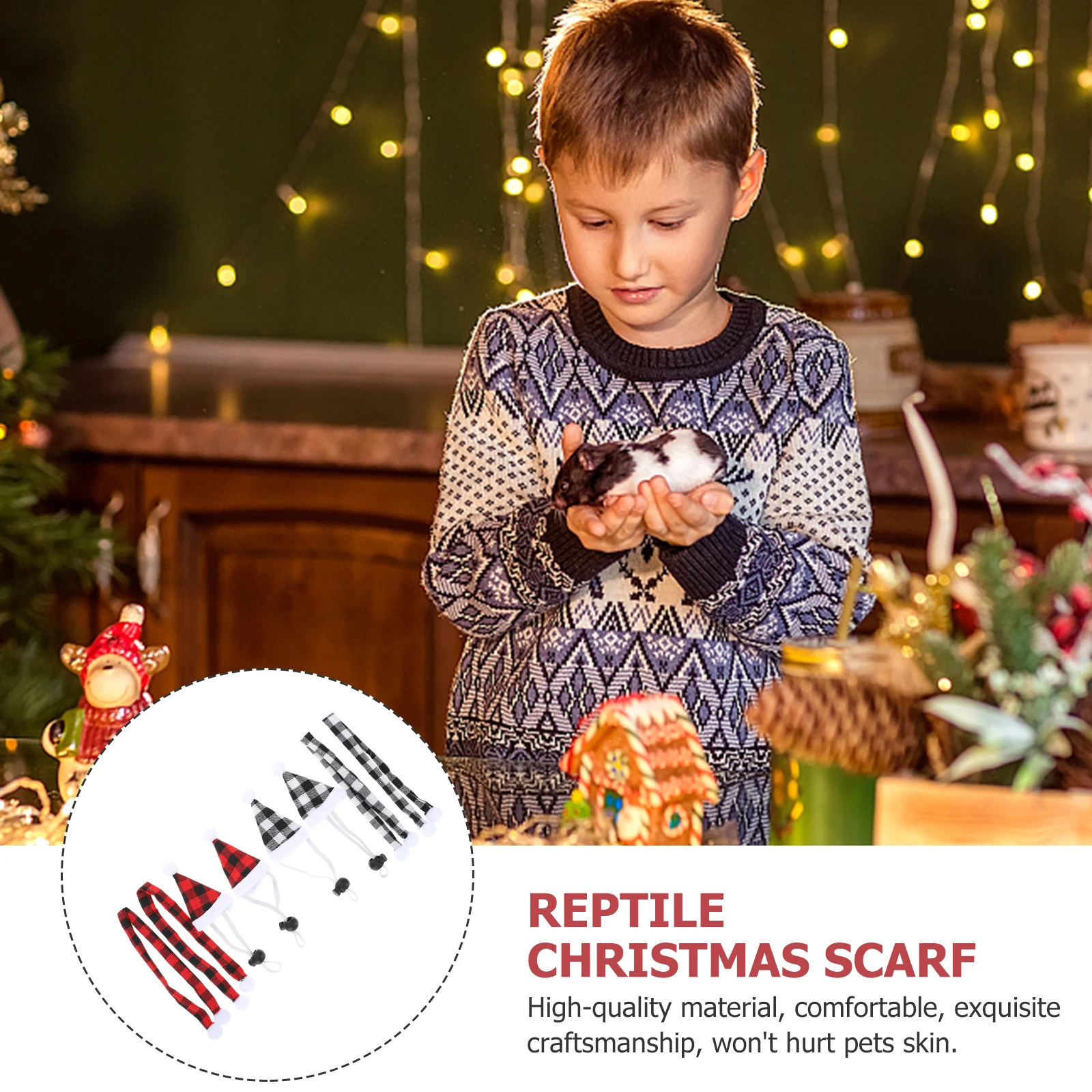 

4Sets Christmas Pet Costume Hat Scarf Set Small Animal Winter Warm Guinea Pig Xmas Party Accessories Rabbit Christmas Hat