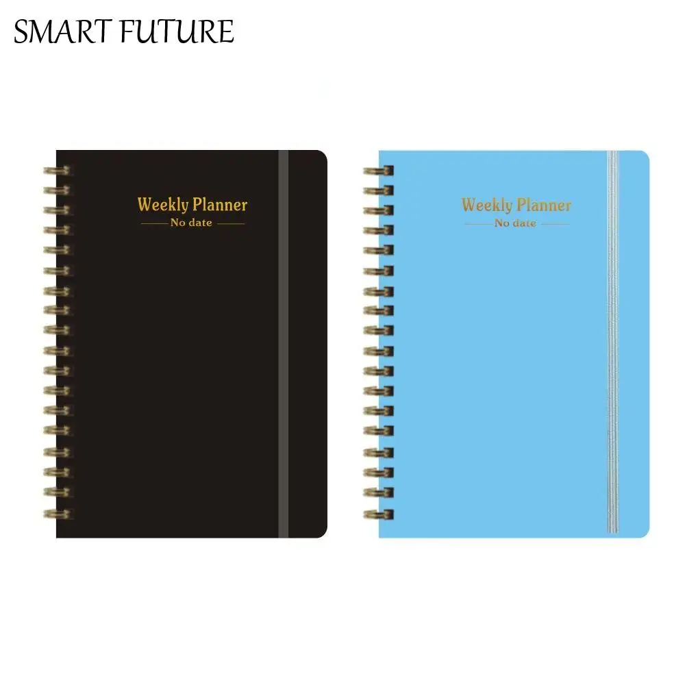 

Stationery A5 Weekly Planner No Date Efficiency Weekly Schedule Book with Straps Planner Reminder Coil Notebook Office