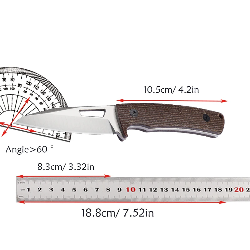 

New DC53 Blade Linen Handle Hunting Camp Survival Outdoor Fixed Integrated Steel EDC Fruit Collection Knife