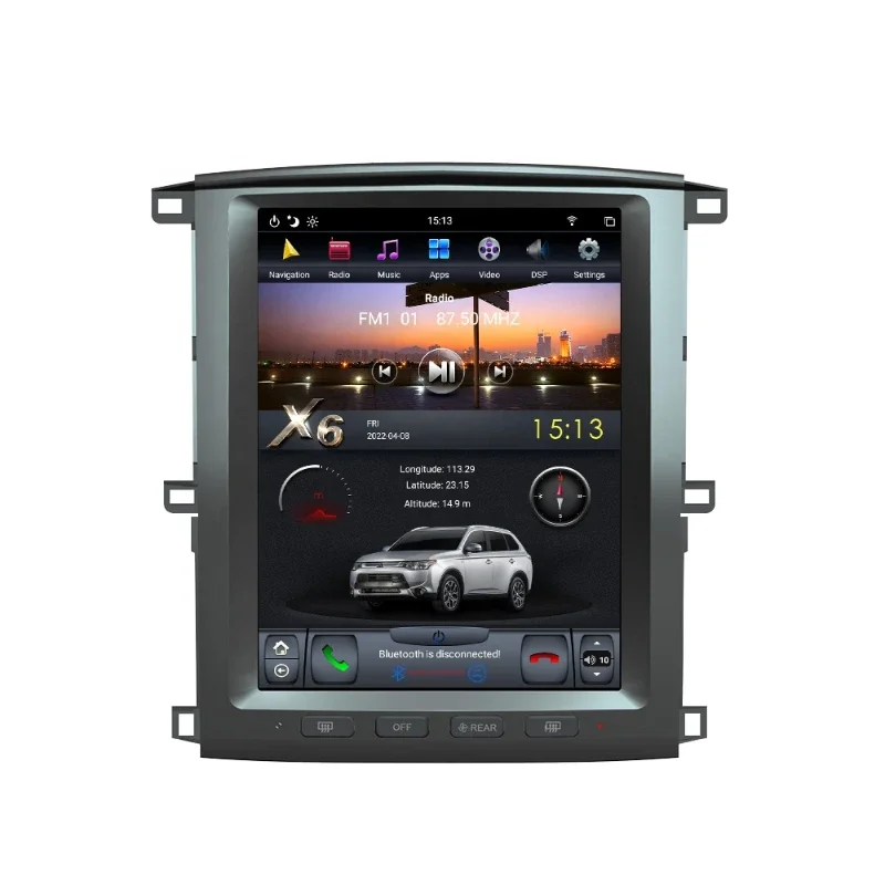 12.1 inch tesla vertical screen android dvd player for Toyota Land Cruiser 100 LC100 for Lexus LX470 2003-2007 gps navigation