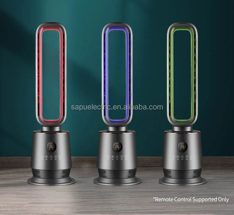 Portable Bladeless Heater with Colorful Light Indoor Ptc Electric Fan Heater Desktop Floor Standing for Room Winter Home