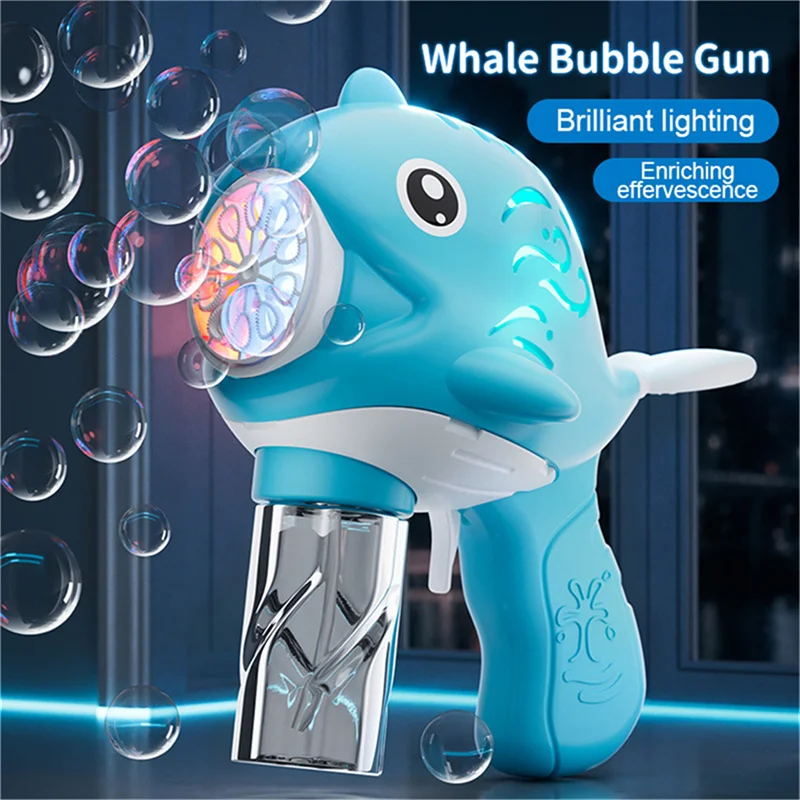 KNYYSECQ Bring 2 bottles of 50ml bubble water 2 pcs whale handheld bubble guns Fully automatic outdoor toy for blowing bubbles