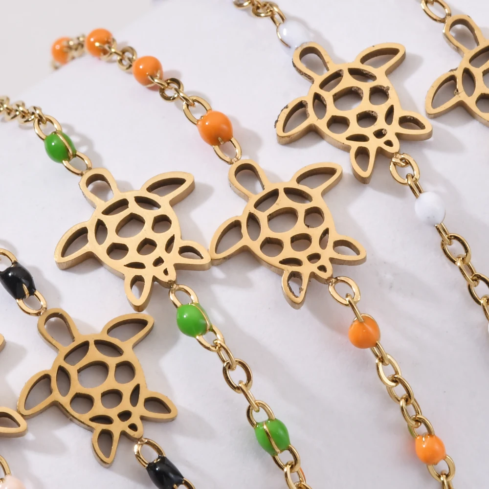 ZMZY Lucky Lovely Gold Color Love Hollow Turtle Bracelet For Women Stainless Steel Chain Bracelets Female Jewelry Gift