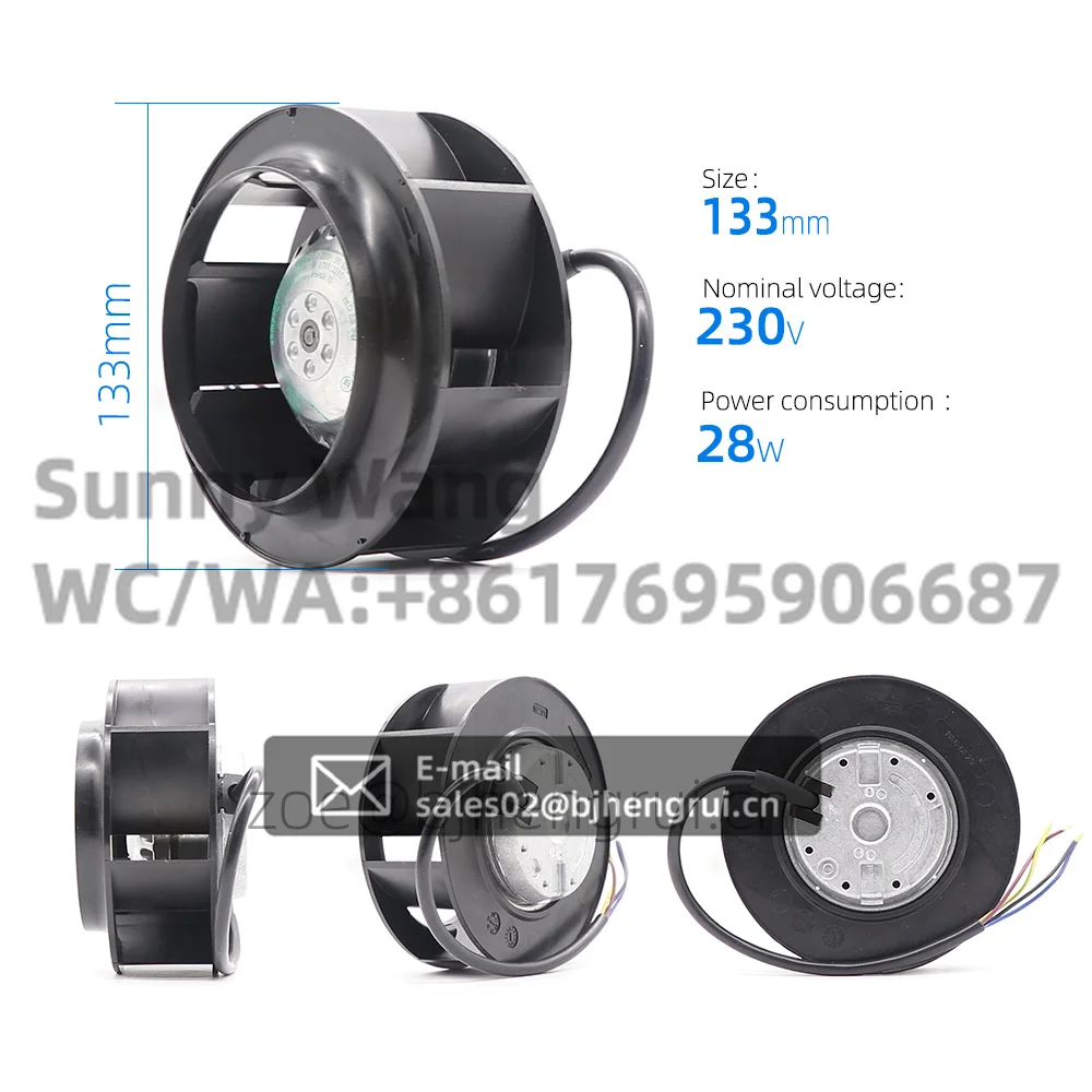 ebmpapst R2E133-BH66-07 13391 133x91mm 230V AC 0.13A 28W 3200RPM IP44 Air Purifier Machine Tool Centrifugal Cooling Fan
