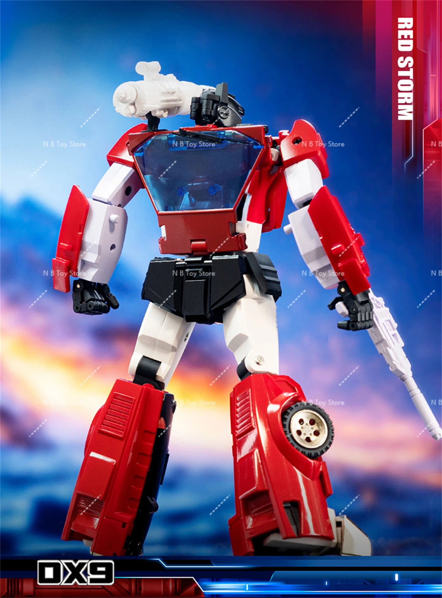 【En stock】 Figura de acción transformable G1 DX9 D21 Sideswipe Red Storm con caja