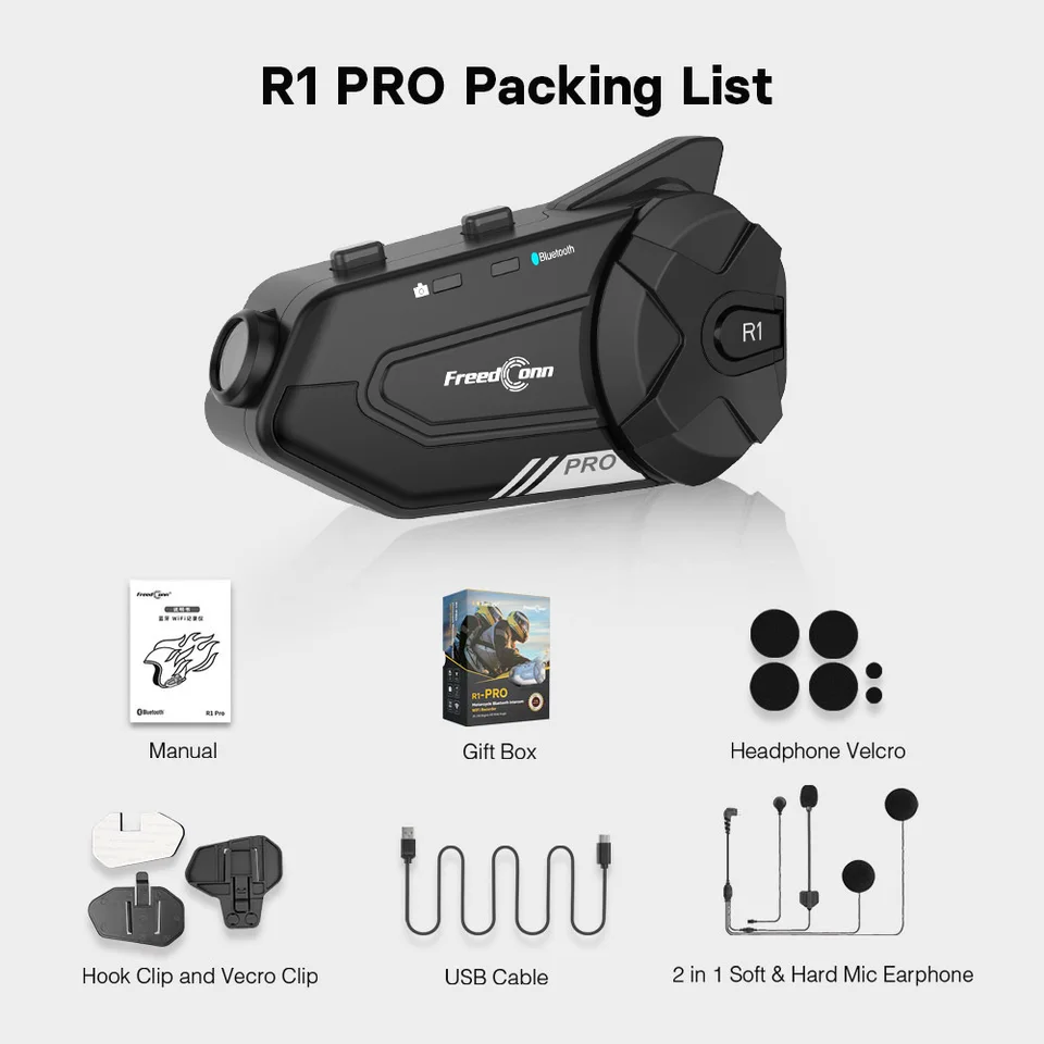 Freedconn R1 PRO Motorcycle Helmet Headset Group Intercom