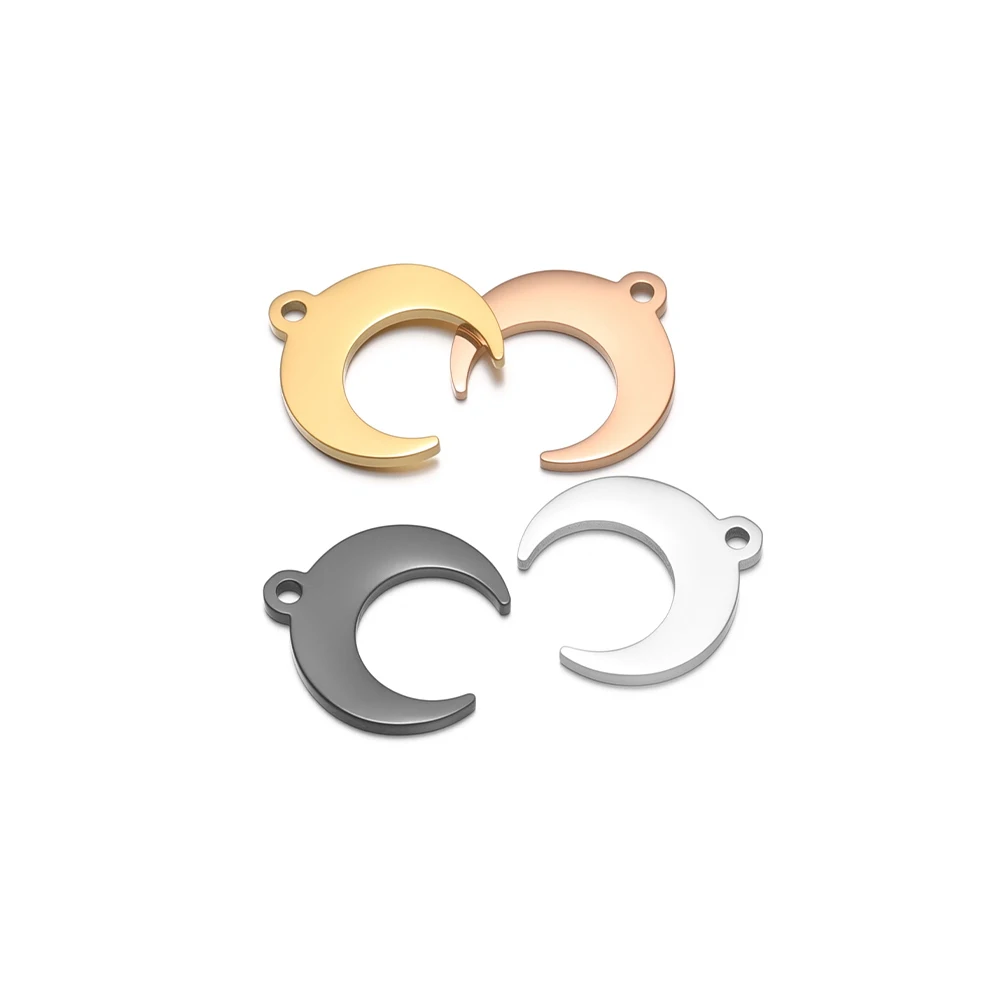 5 قطعة 15 مللي متر القمر السحر الفولاذ المقاوم للصدأ البولندية الثور القرن المعلقات DIY بها بنفسك مجوهرات الأزياء صنع قلادة القرط لوازم بالجملة