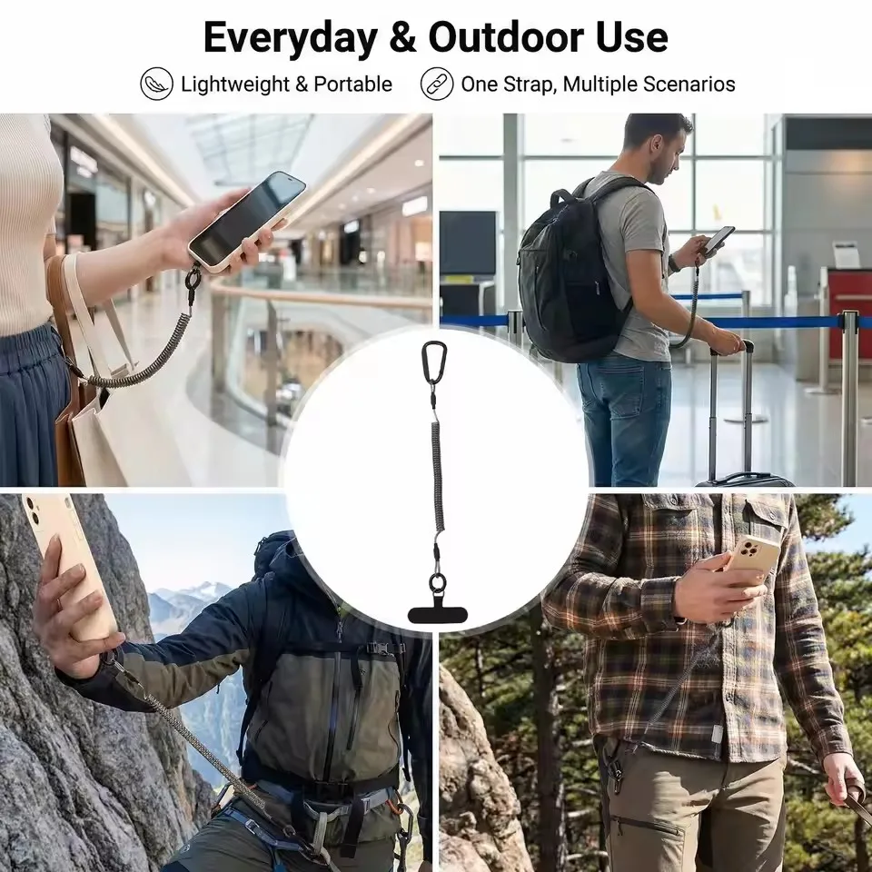 Retractable Safety Lanyards Anti Theft Spring Phone Straps with Tether Tabs Quick Release Buckle Lanyard Safe Tool for IPhone Mi view 6