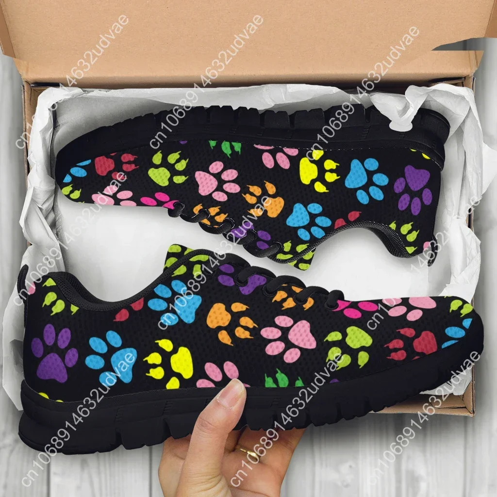 Rainbow Color Cartoon Dog Paw Print Lightweight Outdoor Shoes Comfortable Summer Breathable Shoes Basketball Shoes