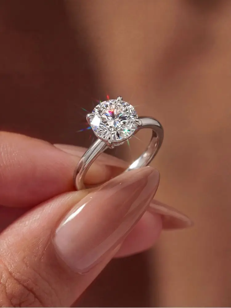 Simply Classic 1-3 Carats Round Zircon Smooth Ring For Women Engagement Wedding Anniversary Party Gorgeous Trendy Jewelry