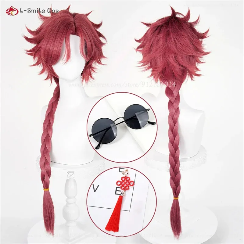 

Vein Cosplay Wig Red 88cm Long Twist Braid Wigs Heat Resistant Synthetic Hair Anime Cosplay Costumes Wig For Men + Wig Cap