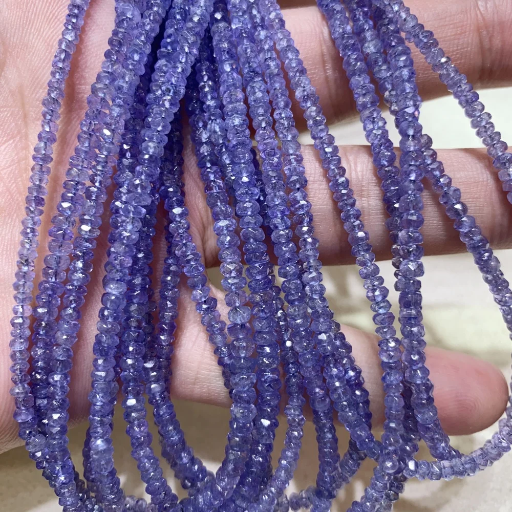 Natural Tanzanite Faceted Rondelle 1.5-2x3-3.5mm Gemstone Loose Beads DIY Bracelet Necklace For Jewelry Making