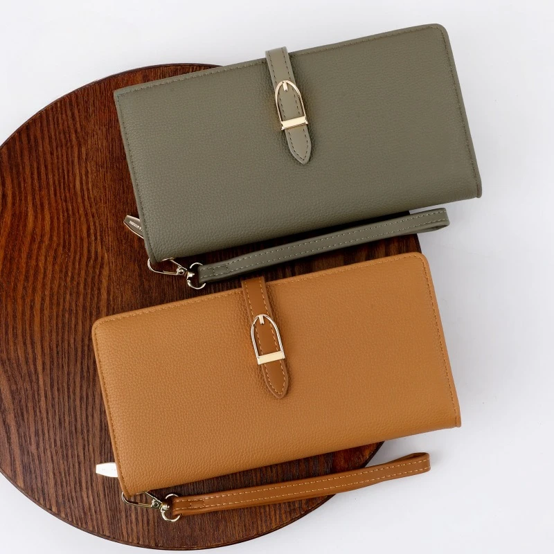 

Модный женский длинный кошелек, однотонный портативный универсальный кошелек с несколькими слотами для карт, большой вместительный кошелек для монет, сумка с зажимом для денег