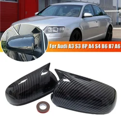 For Audi A3 S3 8P 05-08 A4 S4 B7 02-09 B6 A6 C6 05-09 Car Rearview Side Mirror Cover Wing Cap Door Housing Shell Trim ABS Carbon